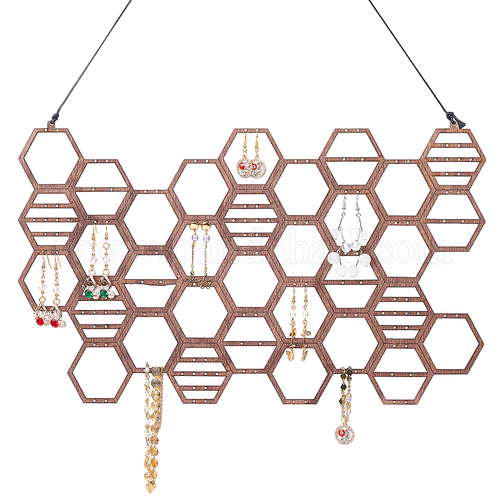 Organisateur Bijoux Mural Double Face – 32 Poches + 26 Crochets, Cintre Rotatif 360° | Pour Boucles D'oreilles, Colliers, Bracelets