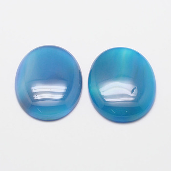 Cabochons teints ovales naturelles en agate bleue, 18x13x6mm