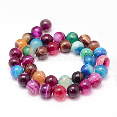 Натуральные полосатые агатовые / полосатые агатовые нити G-K155-A-10mm-12-1