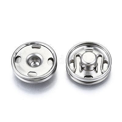 Brass Sewing Snap Button, Press Studs, Garment Buttons, Flat Round, Platinum, 17x5mm, About 6sets/card Brass Flat Round