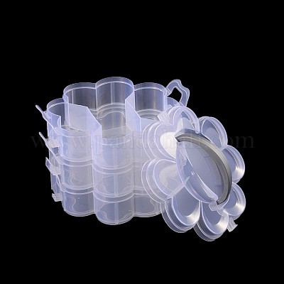 Wholesale 3 Layers Total of 14 Compartments Flower Shaped Plastic Bead Storage  Containers 