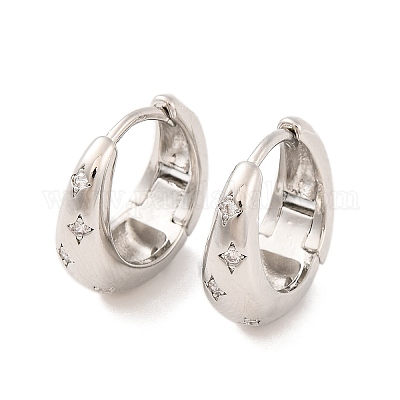 Женские серьги-кольца из латуни с прозрачным фианитом EJEW-U015-20P-1