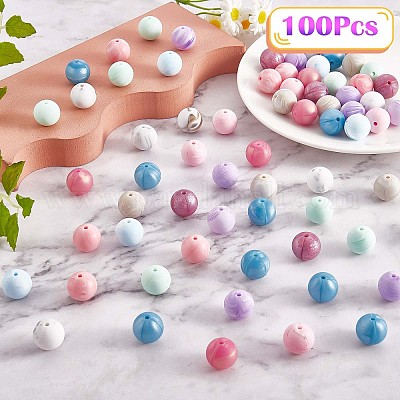  Silicone Beads Bracelet Making Kit, 70PCS 15mm Soft Rubber  Round Beads for Keychain Wristlets, Loose Beads Crafts for Pacifier Clips  Teething Lanyards Necklace Jewelry DIY : Arts, Crafts & Sewing