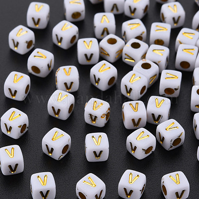 Непрозрачные белые акриловые бусины MACR-Q242-010V-1