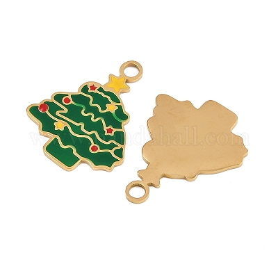 Подвески из нержавеющей стали 304 с эмалью на рождественскую тематику STAS-G359-01G-02-1