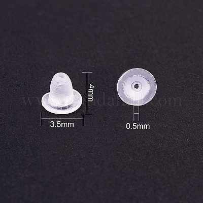 4mm Clear Rubber Silicone Plastic Earring Backs Stopper Post Nut