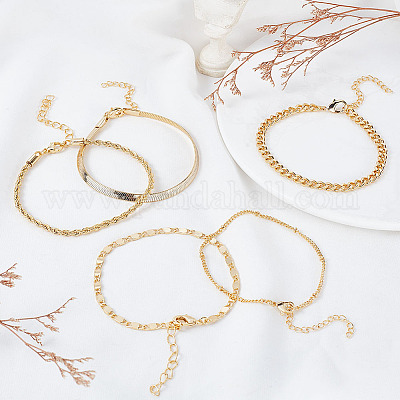 Набор браслетов из латунной цепи&nbsp;SJEW-GA0001-03-1