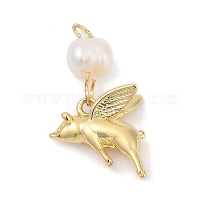 Подвески из натурального пресноводного жемчуга и латуни KK-U062-17G-1