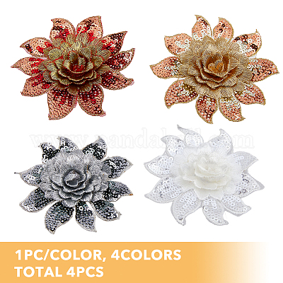 Wholesale Price3d Floral Sequin Fabric,mix 8 Crystal Colors Flower