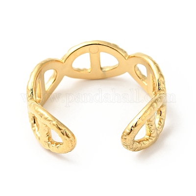 Ионное покрытие (ip) 304 нержавеющая сталь овальная пряжка открытое кольцо манжета для мужчин и женщин RJEW-I085-12G-1