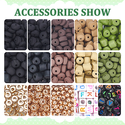 PandaHall Elite DIY Bead Sets, including Handmade Polymer Clay Beads,  Acrylic & Plastic Beads, Mixed Color