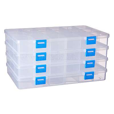 24 Grid 3 Pack Plastic Storage Box Jewelry Earring Tool Containers w/Divider 