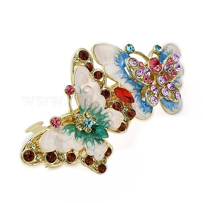 Заколки для волос из сплава со стразами и эмалью OHAR-B006-01G-01-1