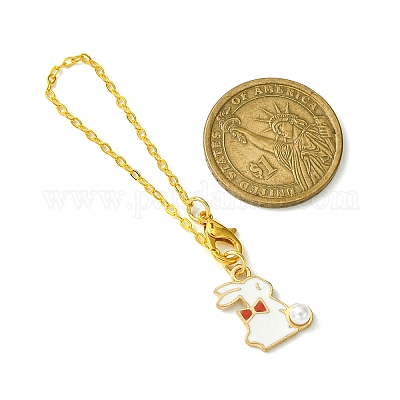 Украшения из эмали с подвеской в виде кролика из сплава HJEW-JM01753-02-1