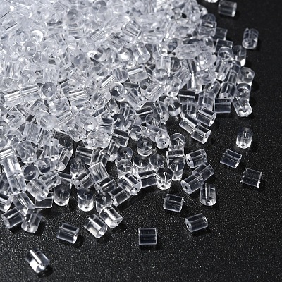 Plastic Ear Nuts, Earring Backs, Clear, 3x3mm, Hole: 0.3mm, about