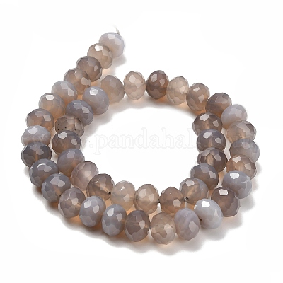 Серые натуральные бусины из агата &nbsp;G-C259-A12-8x12mm-1