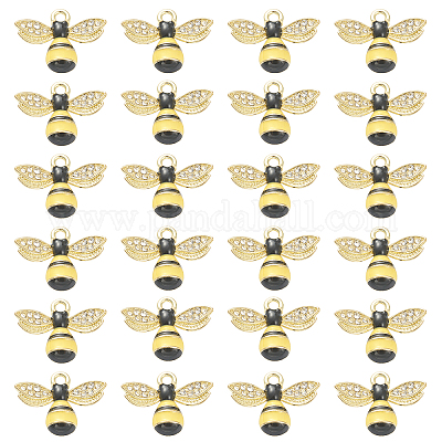 Wholesale SUNNYCLUE 1 Box 24PCS Alloy Enamel Bee Charms Gold Honey Bees  with Crystal Rhinestone Pendant for Jewelry Making Charm Necklaces  Bracelets Earrings DIY Crafting Supplies Accessories 
