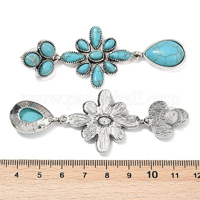 Серьги-гвоздики из сплава синтетической бирюзы&nbsp;LS-EJEW-U053-06AS-1