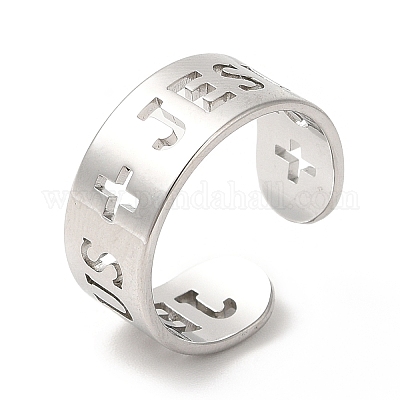Hollow Cross Rings For Women Stainless Steel Black Silver Color