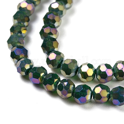 5 Strd Electroplate Glass Beads Faceted Twist Round Rainbow Plated Beads 14x14mm