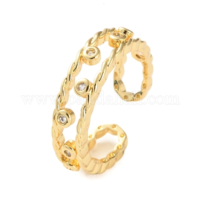 Открытые манжеты из латуни с микро-паве и кубическим цирконием для женщин RJEW-U026-03G-03-1