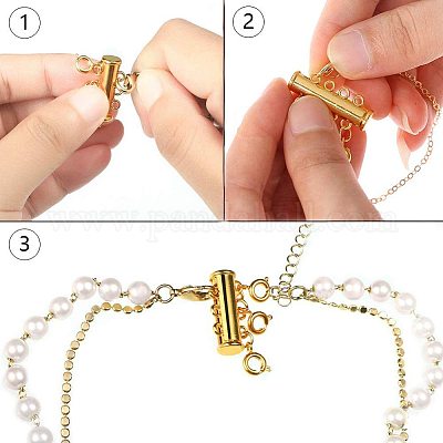  OHINGLT Necklace Layering Clasps Magnetic Slide Lock Clasp  Necklace Connector Multi Strands Slide Tube Clasps : Arts, Crafts & Sewing