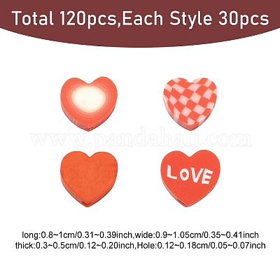 120pcs 4 Arten handgemachte Polymer-Ton-Perlen&nbsp;CLAY-YW0002-66-1