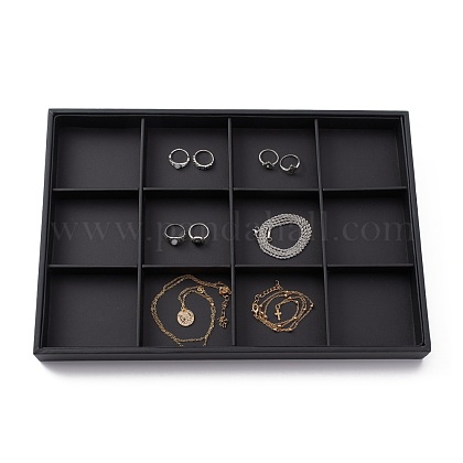 Stackable Wood Display Trays Covered By Black Leatherette PCT106-1