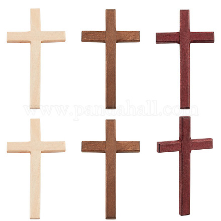 Pandahall elite 6個 3色 木製クロス 壁飾り  十字架を持つ手の祈り  宗教  ミックスカラー  120x69.5x9.5mm  2個/カラー AJEW-PH0011-06-1