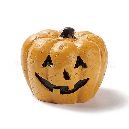 ハロウィーンのテーマ ミニ樹脂ホーム ディスプレイ装飾  かぼちゃのジャックオーランタン  砂茶色  32x31x24.5mm DJEW-B005-18-1