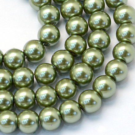 Cottura dipinto di perle di vetro perlato fili di perline rotondo HY-Q003-6mm-49-1