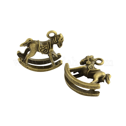 Tibetan Style Alloy Rocking Horse Charms TIBEP-Q040-053A-AB-NR-1