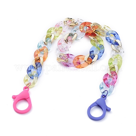 Personalized Rainbow CCB Plastic & Acrylic Curb Chain Necklaces X-NJEW-JN02878-01-1