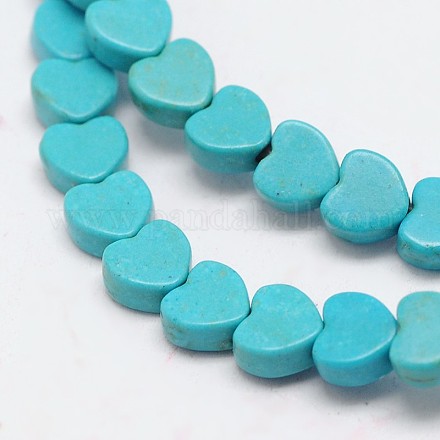 Teints turquoise synthétique coeur perles brin G-P083-88B-1