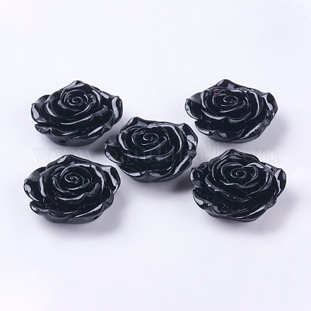 Rosa abalorios de resina de flores para los niños collar de chicle X-RESI-R110-01-1