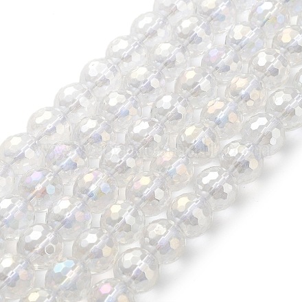 Brins de perles de cristal de quartz synthétique galvanisées G-Z038-A02-03AB-1-1