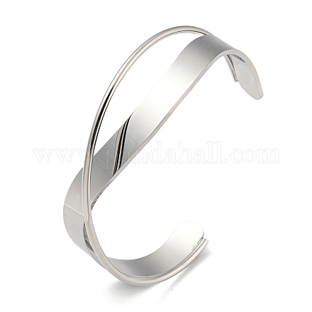 304 bracelet manchette uni en acier inoxydable BJEW-B076-02P-1