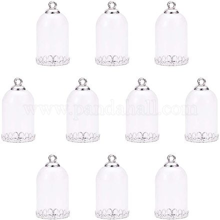 PandaHall Elite 20 Sets Clear Glass Bottle Pendant Makings Sets with Silver Brass Pendant Bails and Drop Glass Cover For Jewelry Pendant Making DIY-PH0025-05-1