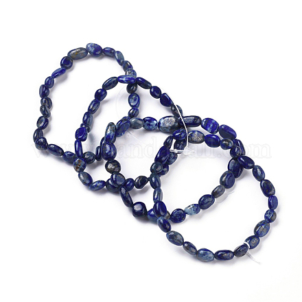 Lapis naturelles bracelets élastiques en perles lazuli BJEW-K213-18-1