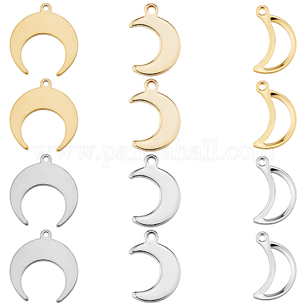 Sunnyclue 1 boîte de 120 pièces 6 styles de breloques en forme de croissant de lune en or STAS-SC0004-01-1