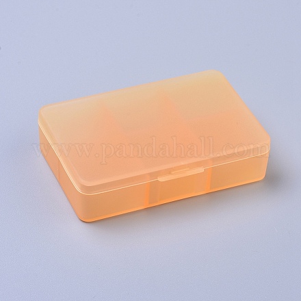プラスチック箱  ビーズ保存容器  6のコンパートメント  長方形  オレンジ  8.5x5.8x2.1cm  コンパートメント：2.5x2.5センチメートル  6区画/ボックス X-CON-L009-12B-1