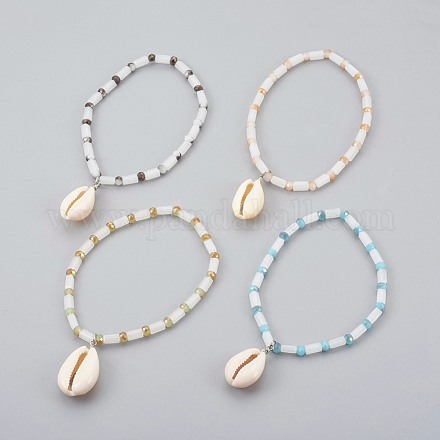 Glass Beads Charm Bracelets BJEW-JB04050-M-1