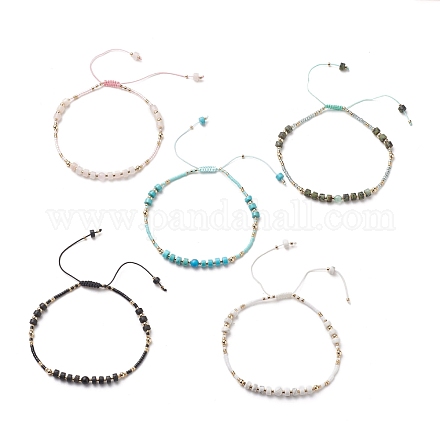 Bracciali di perline intrecciati con fili di nylon regolabili BJEW-JB05504-1