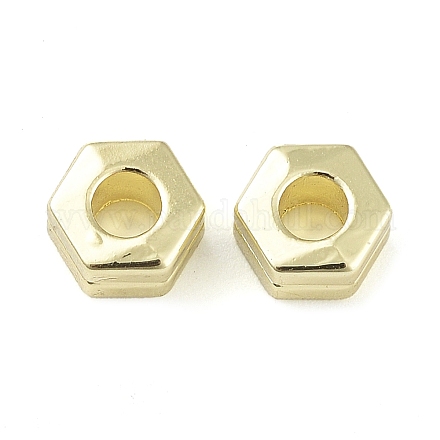 めっき合金ビーズラック  六角  ゴールドカラー  6.5x7x4.5mm  穴：3mm PALLOY-Q458-25G-1