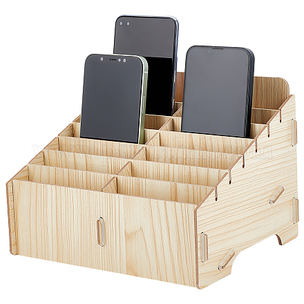 Съемный деревянный ящик для хранения сотового телефона с 14 сеткой AJEW-WH0348-154B-1