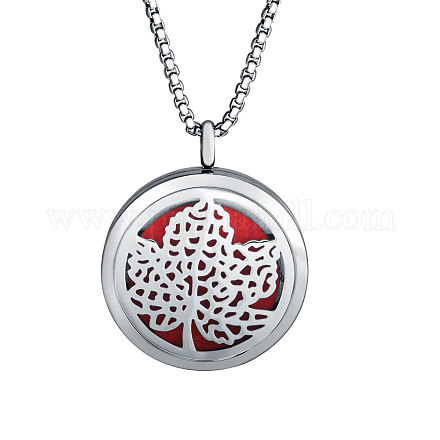 304 Stainless Steel Diffuser Locket Pendant Necklaces STAS-S061-N152-1