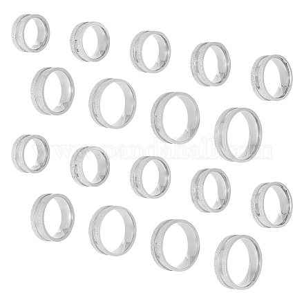 Unicraftale 18 Uds 9 tamaño 201 anillo de dedo ranurado de acero inoxidable para hombres y mujeres STAS-UN0045-60A-P-1