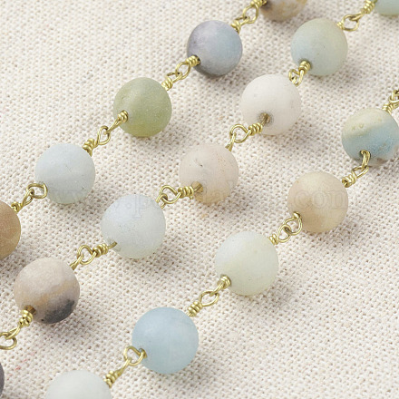 Chaînes de perles d'amazonite de fleurs naturelles faites à la main pour la fabrication de colliers de bracelets AJEW-K011-6mm-04-1