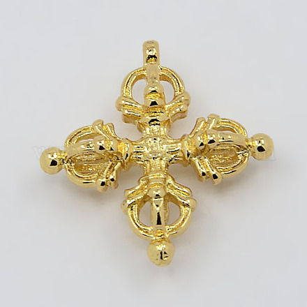 Veri pendenti buddisti in ottone placcato oro 18k KK-K094-02G-1