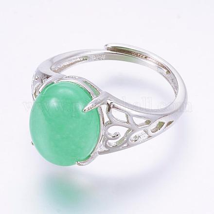 Adjustable Oval Natural Agate Finger Rings RJEW-P059-H01-1